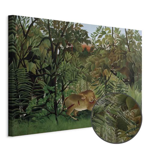 Henri Rousseau lærredsbillede - Den sultne løve kaster sig over antilopen