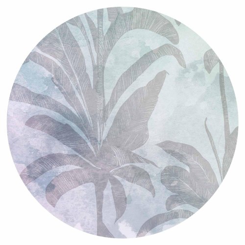 Rundt fototapet Misty Tropics med blade