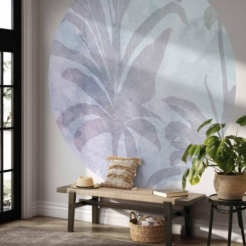 Rundt fototapet Misty Tropics med blade