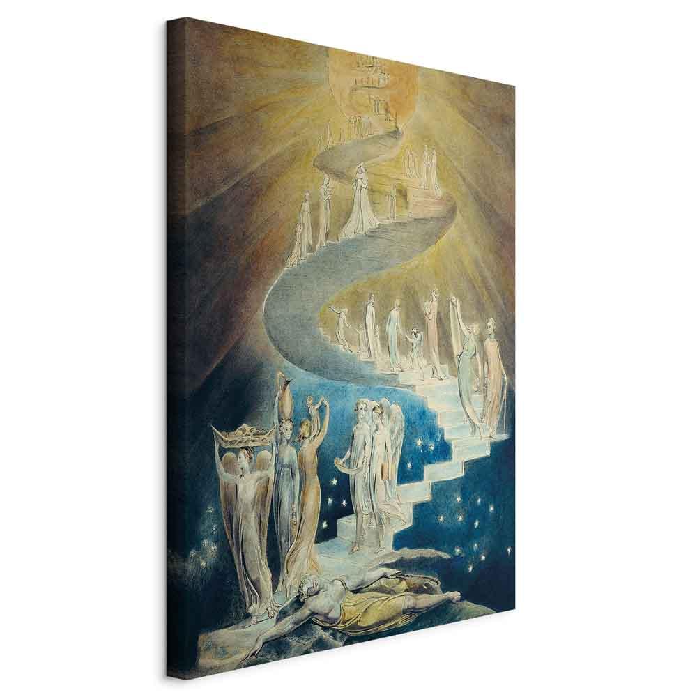 William Blake - Jakobs stige reproduktion på lærred som billede til vægdekoration - 20 x 30 cm - På italiensk lærred