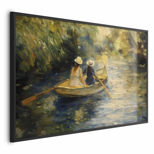 Plakat med båd på flod - maleri af to kvinder i båd