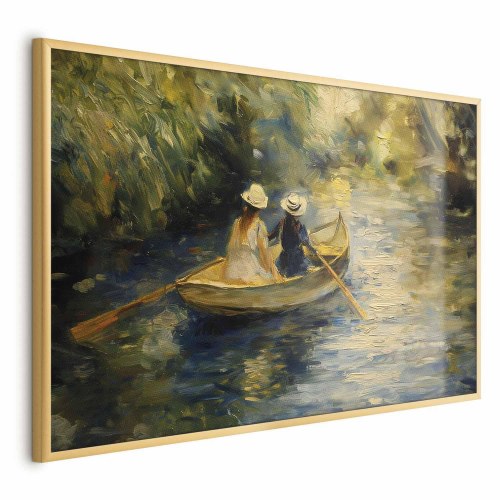 Plakat med båd på flod - maleri af to kvinder i båd