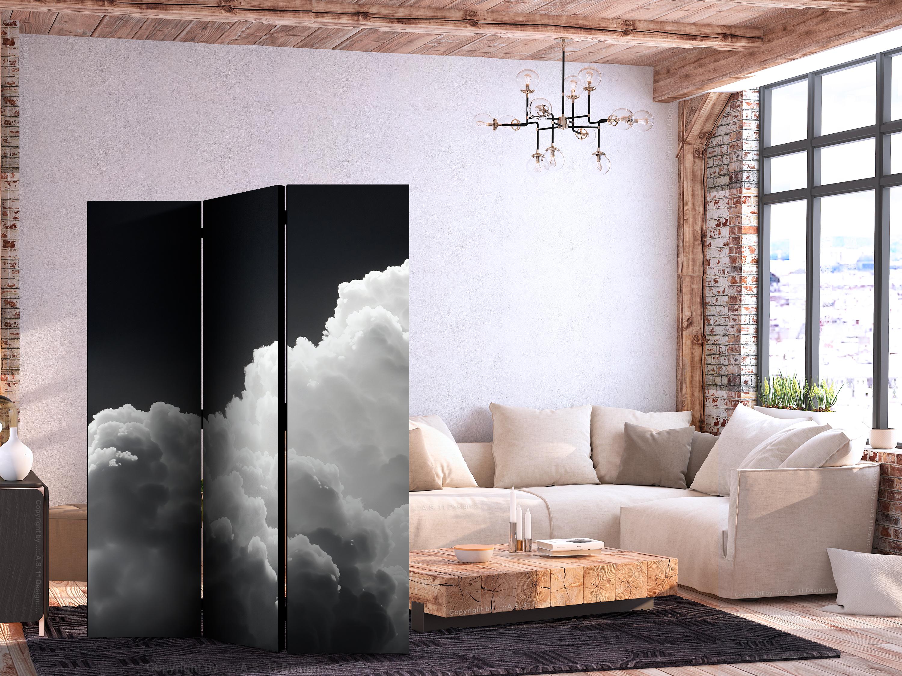 Skærmvæg med skymotiv - skyer og skygger i himlen 135 x 172 cm - 135 x 172 cm - Akustik billede