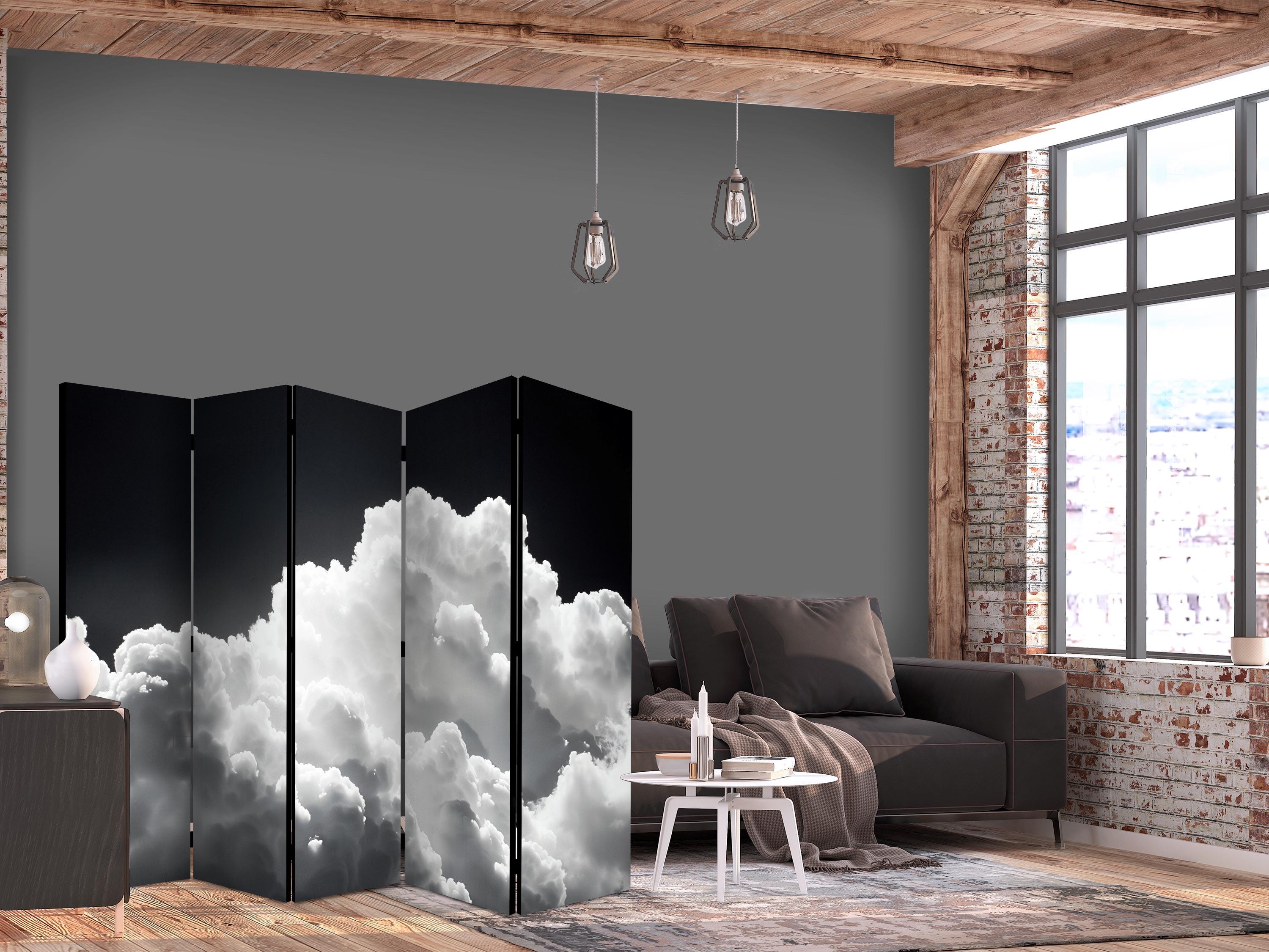 5-panels skærmvæg rumdeler med skymotiv - Skyer og skygger på himlen - 225 x 172 cm - Enkeltsiddet billede