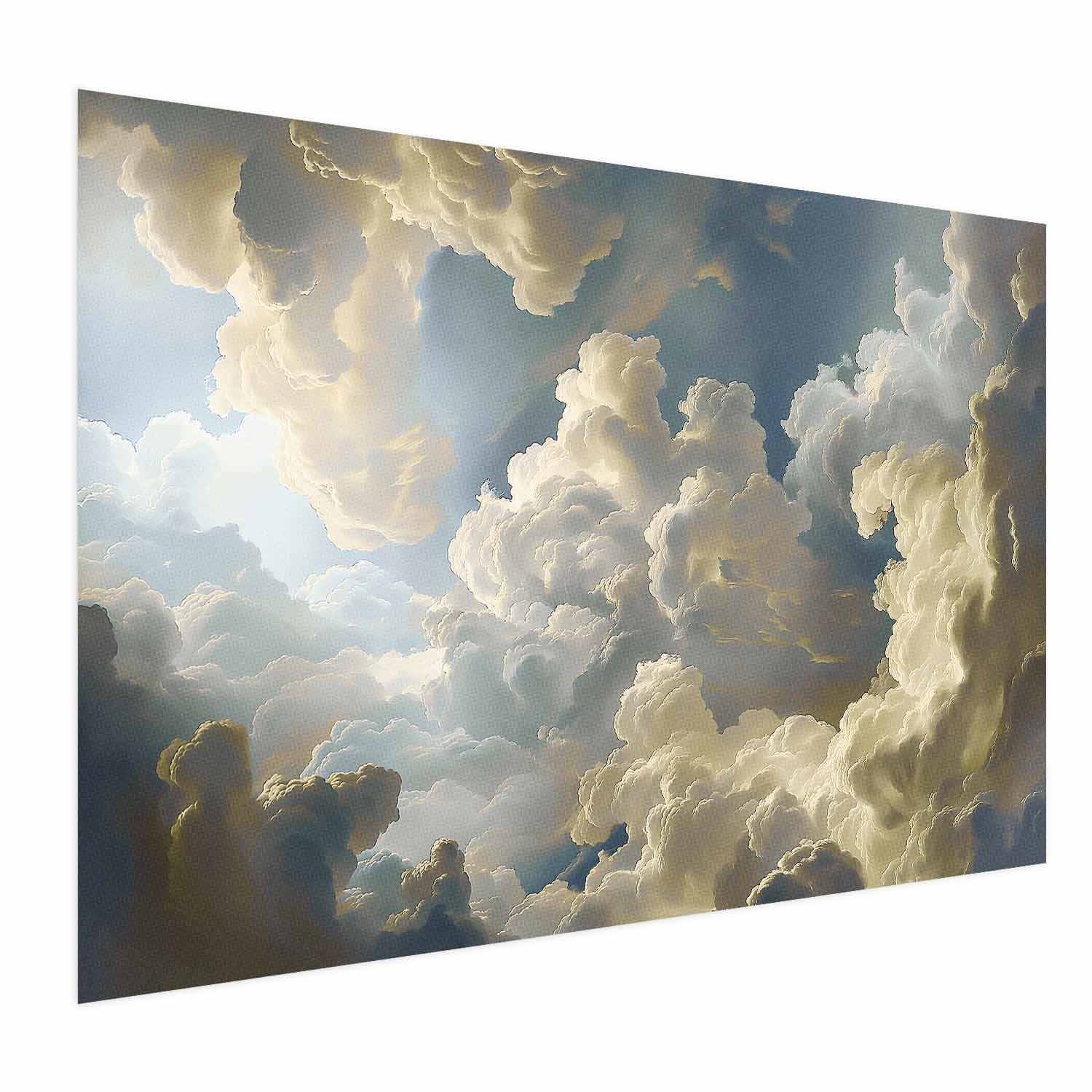 Plakat med skymotiv - Sol og skygger: Et teatralsk natursceneri højt over jorden - 60 x 40 cm - Uden ramme