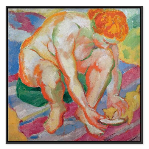 Franz Marc Billede på lærred - Nøgen med kat