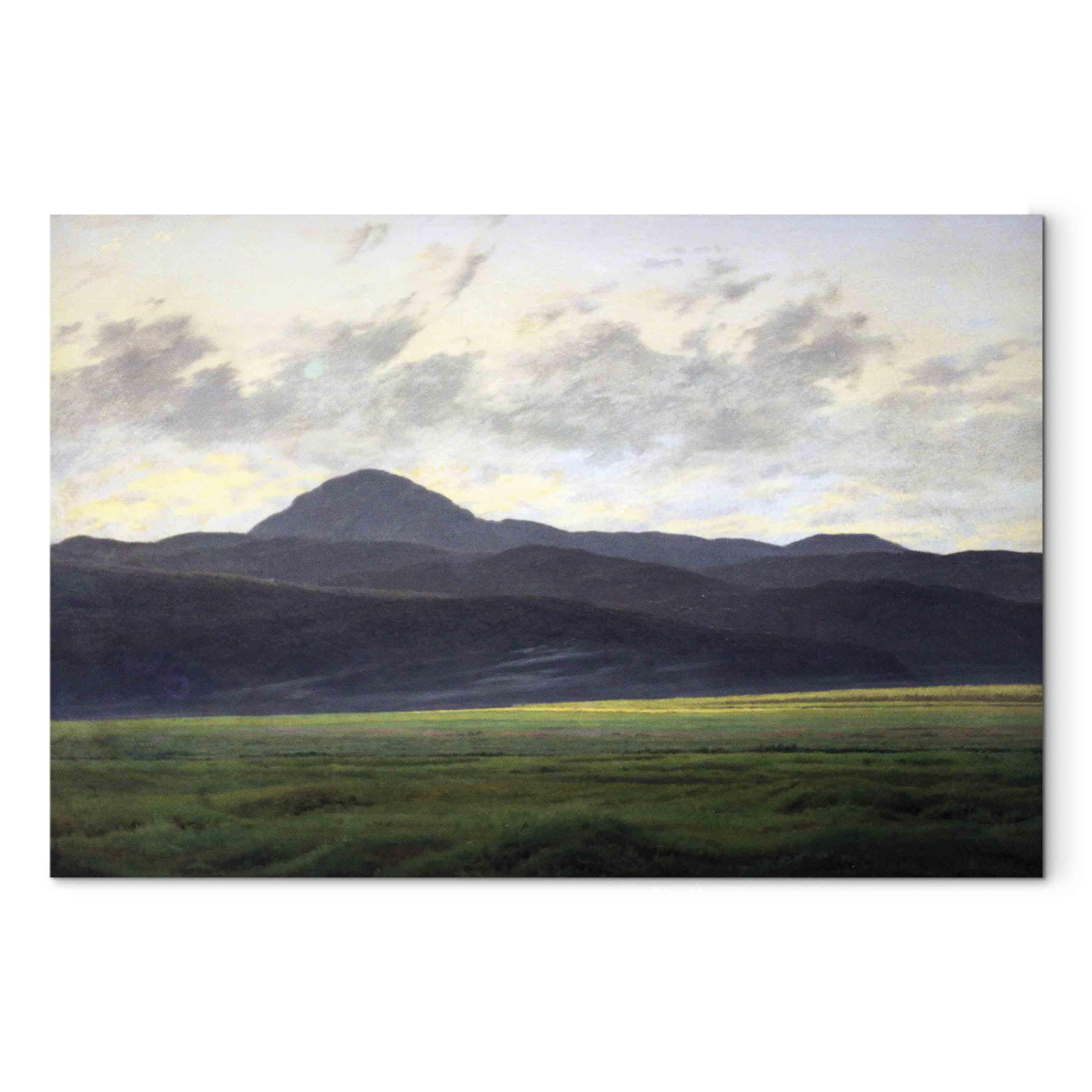 Caspar David Friedrich billede på lærred - Bjerglandskab i Bøhmen - 90 x 60 cm - Premium Print billede