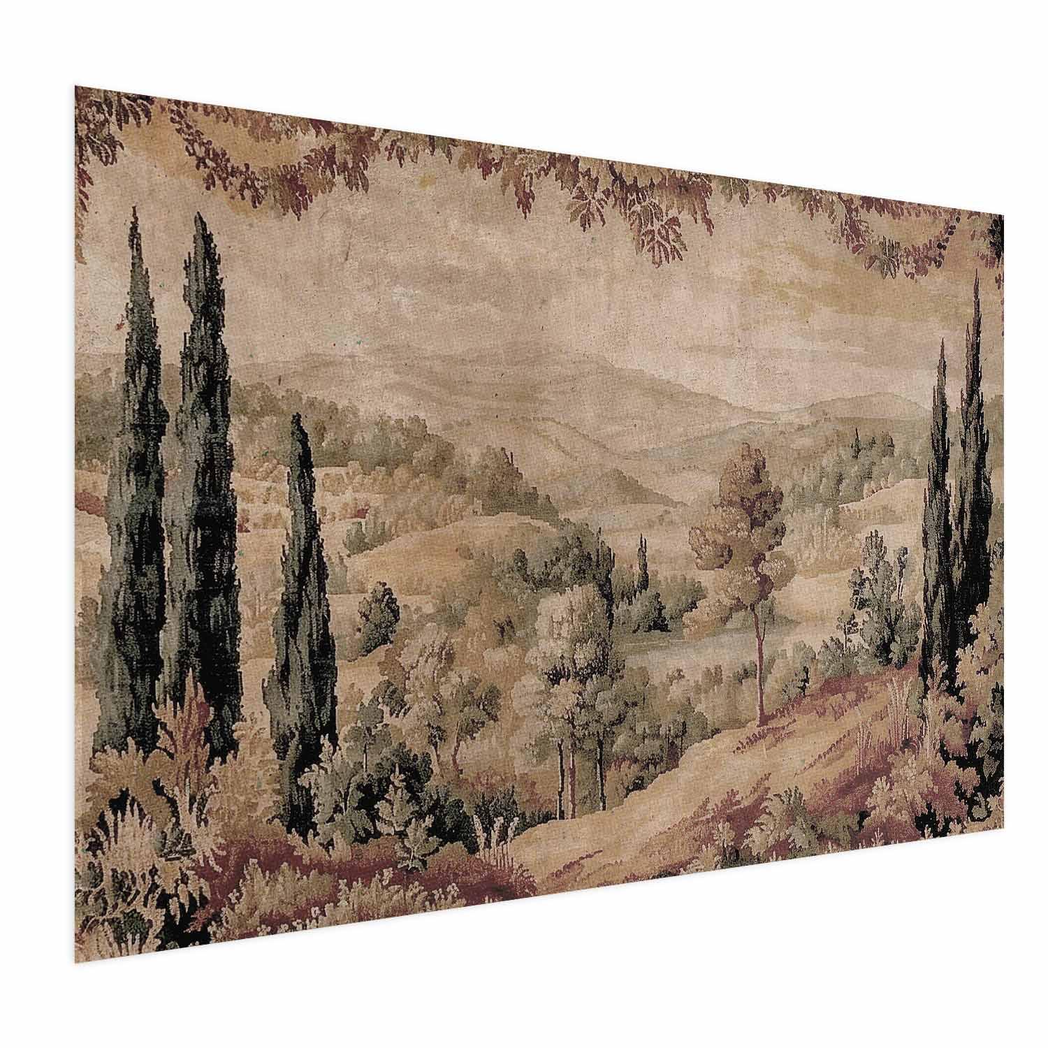 Landskabsplakat Mediterranean Landscape - gammelt tapet med bakke og sø