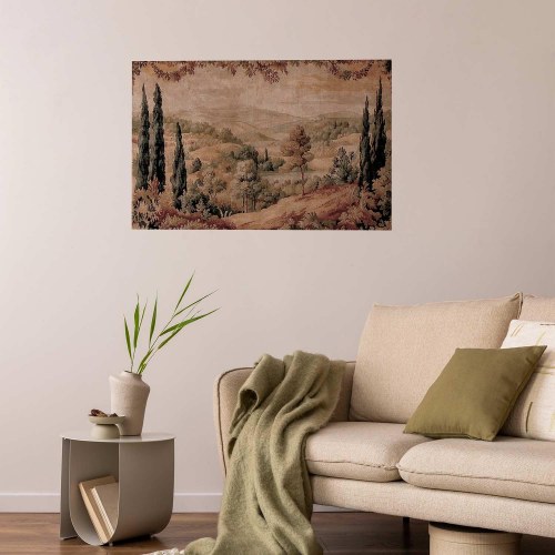 Landskabsplakat Mediterranean Landscape - gammelt tapet med bakke og sø