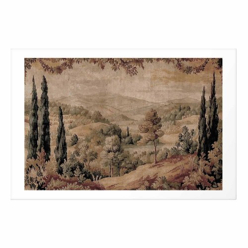 Landskabsplakat Mediterranean Landscape - gammelt tapet med bakke og sø