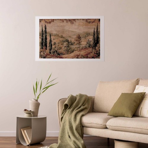 Landskabsplakat Mediterranean Landscape - gammelt tapet med bakke og sø