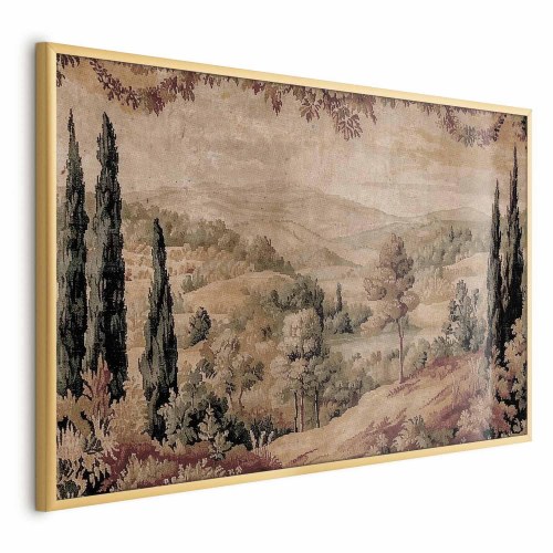 Landskabsplakat Mediterranean Landscape - gammelt tapet med bakke og sø