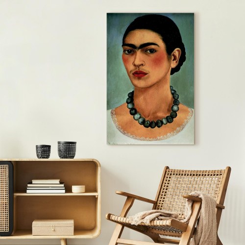 Frida Kahlo Selvportræt med Perlekæde - billede på lærred