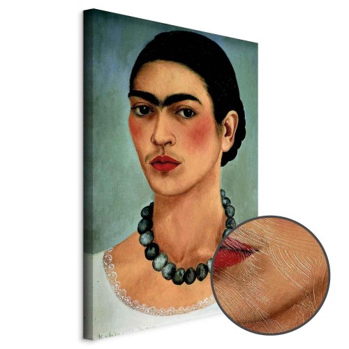 Frida Kahlo Selvportræt med Perlekæde - billede på lærred