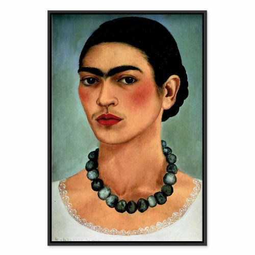Frida Kahlo Selvportræt med Perlekæde - billede på lærred