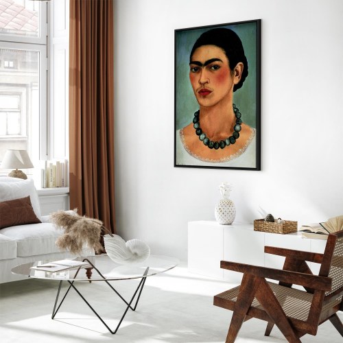 Frida Kahlo Selvportræt med Perlekæde - billede på lærred