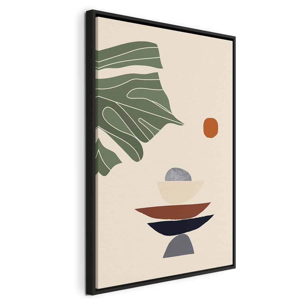 Lærredsbillede På den solrige terrasse lodret - 60 x 90 cm - I en sort træramme billede