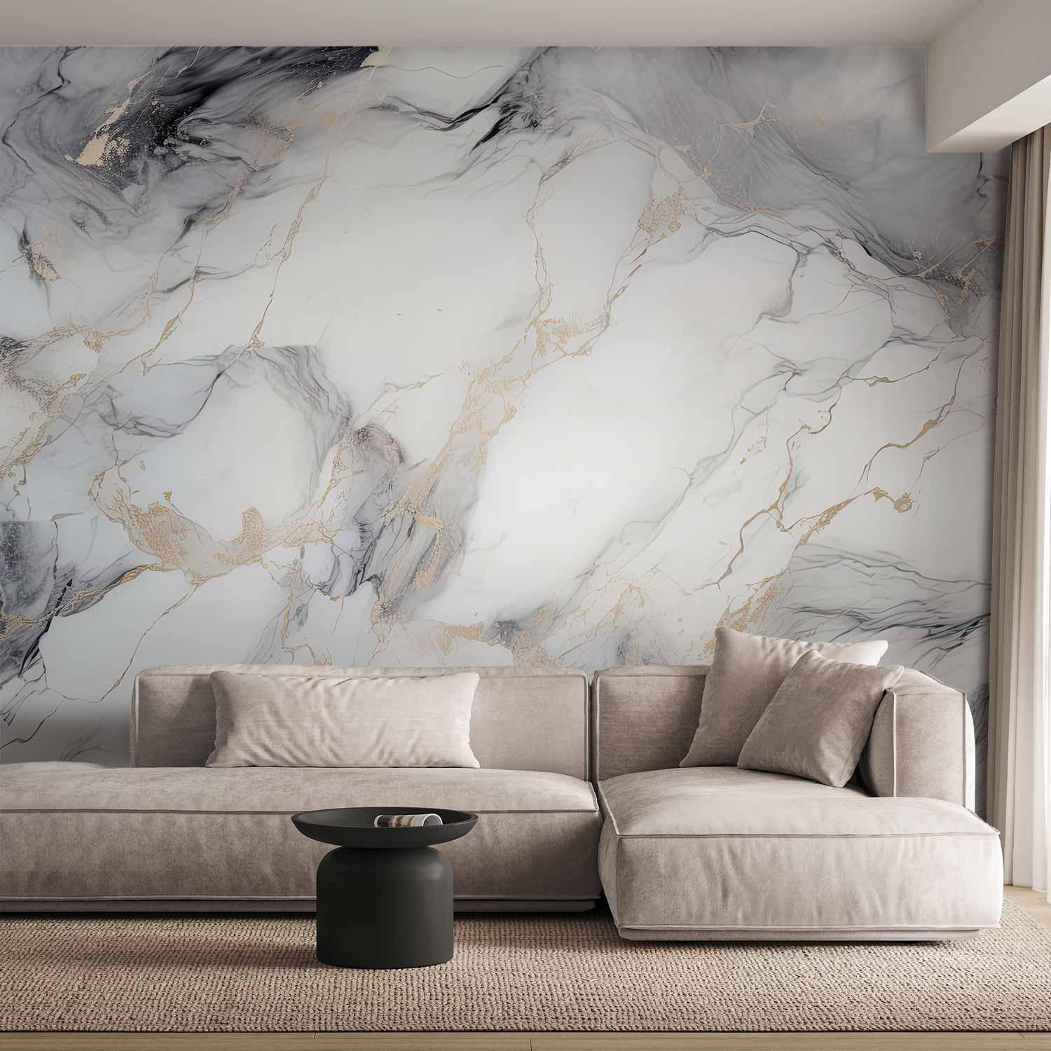 Fototapet Elegant Marmor i Neutrale Farver - 400 x 280 cm - Standard billede