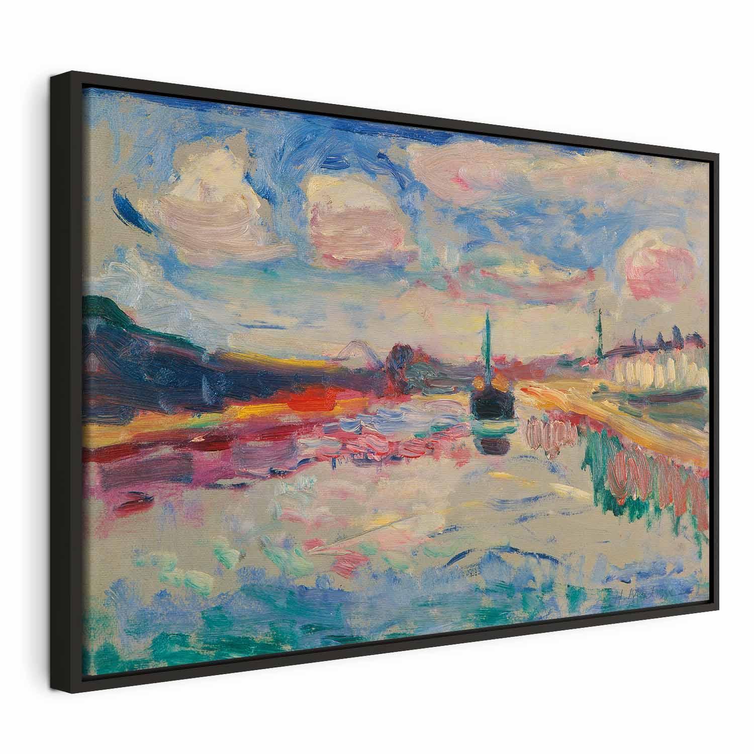 Billede på lærred - Henri Matisse Canal du Midi - 120 x 80 cm - I en sort træramme