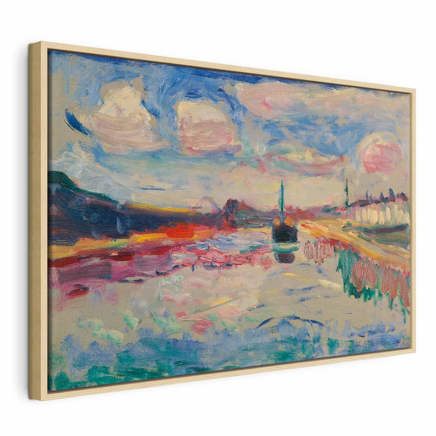 Billede på lærred - Henri Matisse Canal du Midi - 120 x 80 cm - I en naturlig træramme