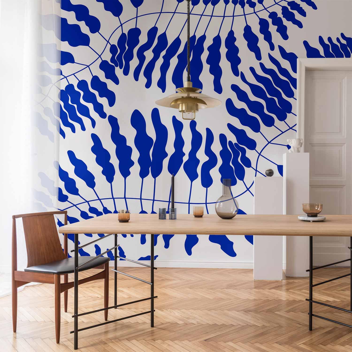Fototapet Blå Bregne - 500 x 350 cm - Vandtæt
