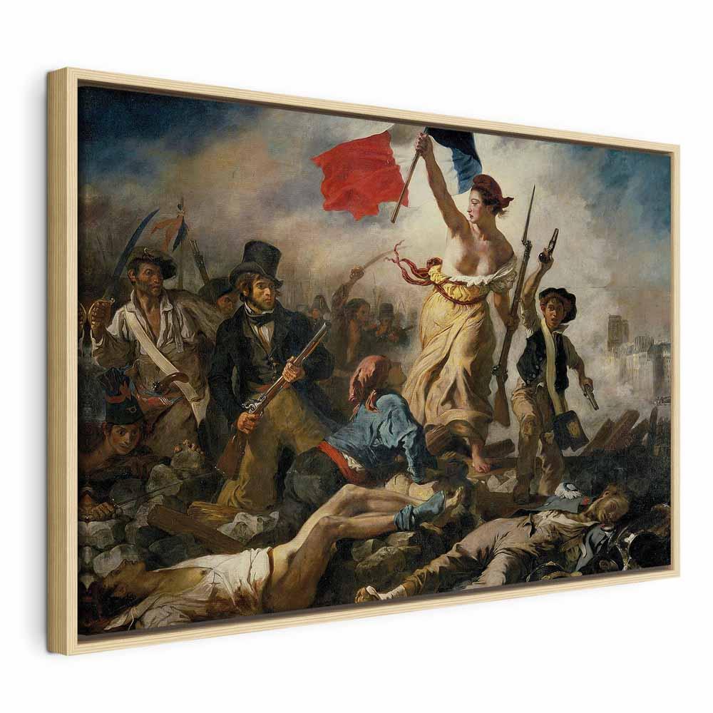 Eugène Delacroix billede på lærred - Friheden fører folket - 60 x 40 cm - I en naturlig træramme billede