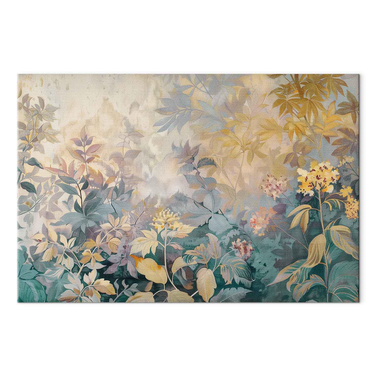 Blomsterbillede på lærred - Forårsmotiv med eng og blomster - 120 x 80 cm - Premium Print