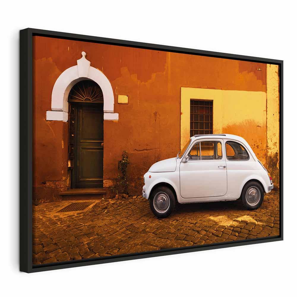 Lærredsbillede - Italiensk gade 1 del bredformat vægbillede - 120 x 80 cm - I en sort træramme