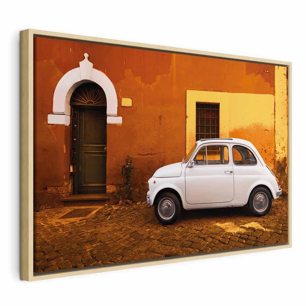 Lærredsbillede - Italiensk gade 1 del bredformat vægbillede - 120 x 80 cm - I en naturlig træramme