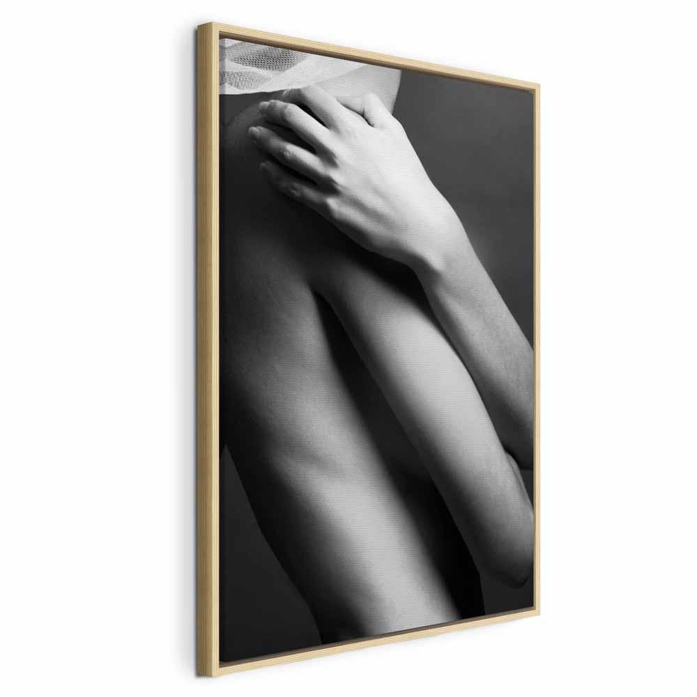 Lærredsbillede Support - 1 del, lodret vægdekoration med menneskemotiv - 80 x 120 cm - I en naturlig træramme