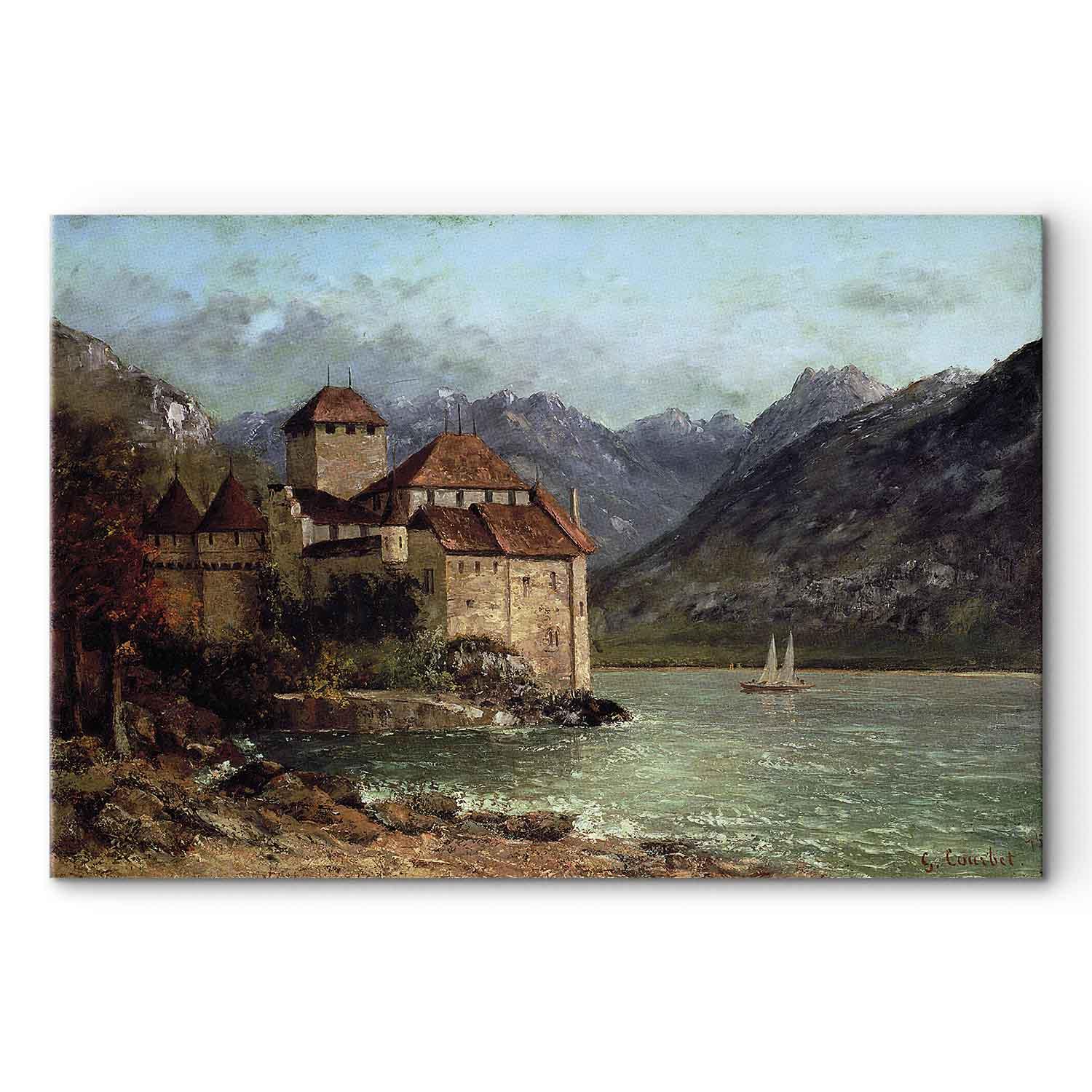 Billede på lærred - Gustave Courbet - Chillon Slot reproduktion - 120 x 80 cm - Akustisk