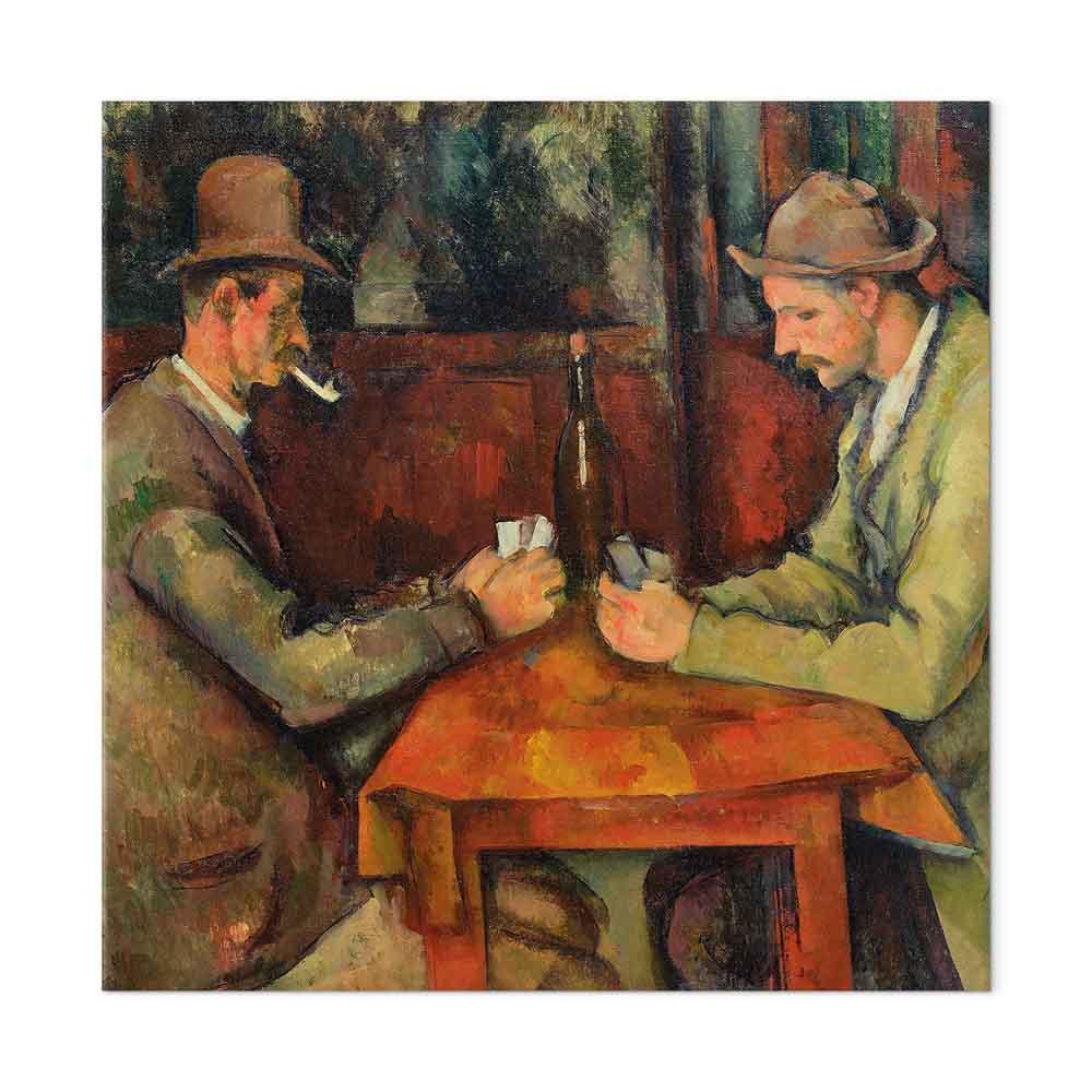 Billede på lærred - Paul Cézanne - Kortspillerne reproduktion - 80 x 80 cm - Premium Print