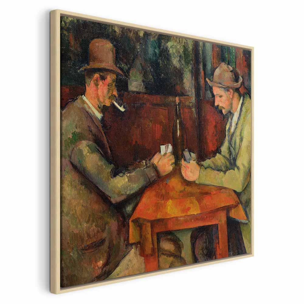 Billede på lærred - Paul Cézanne - Kortspillerne reproduktion - 80 x 80 cm - I en naturlig træramme