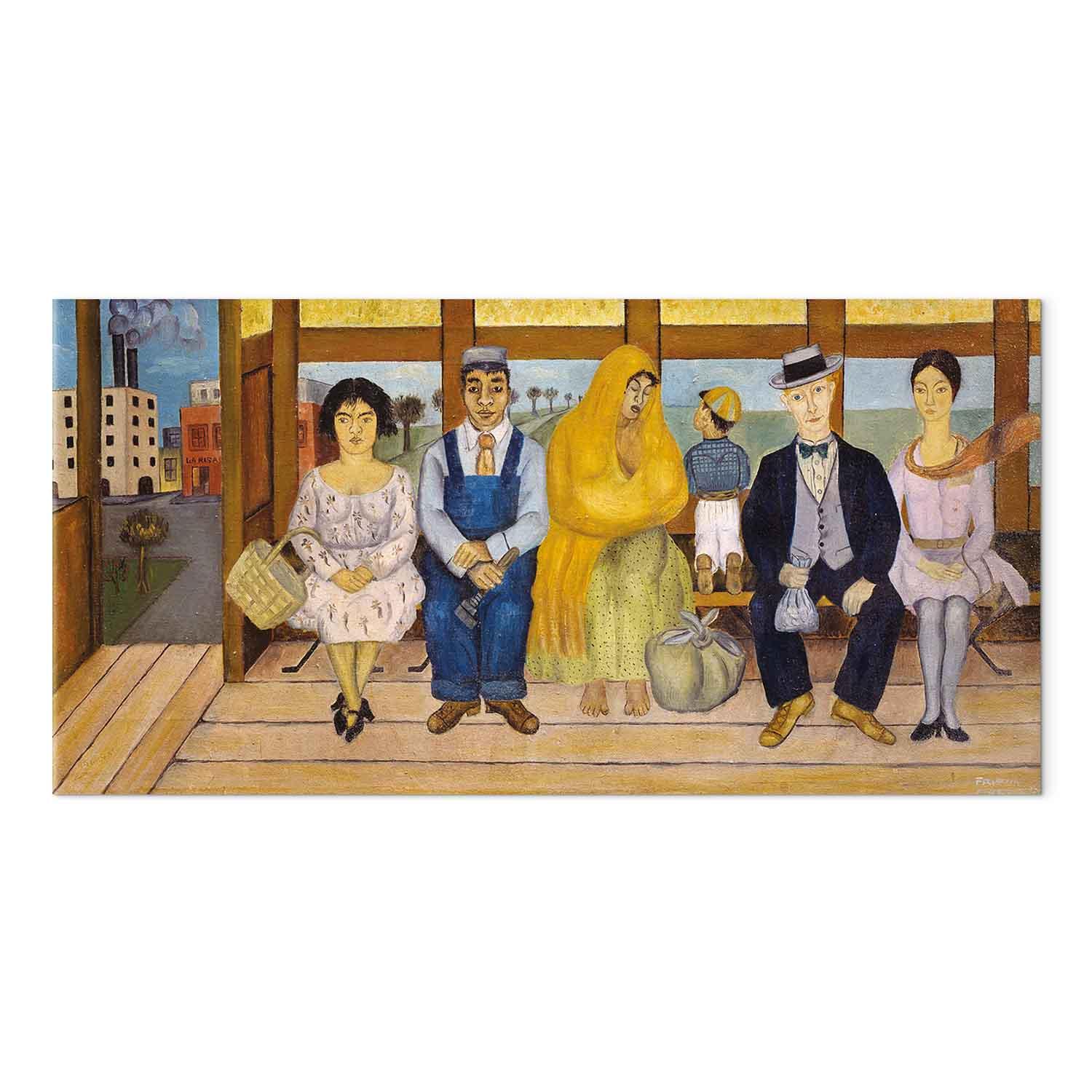 Lærredsbillede Frida Kahlo - The Bus, reproduktion til væg med tryk på kanterne - 120 x 60 cm - Akustisk