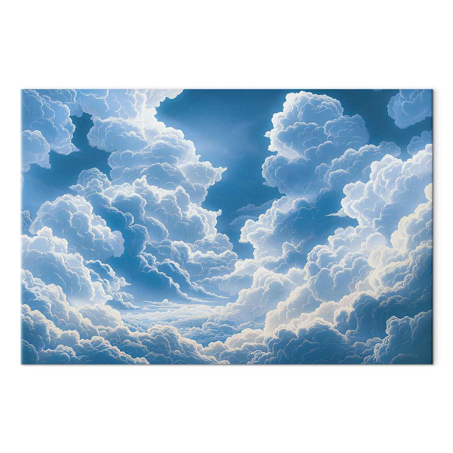 Billede på lærred - Blå himmel gennem hvide skyer vægdekoration - 60 x 40 cm - Premium Print