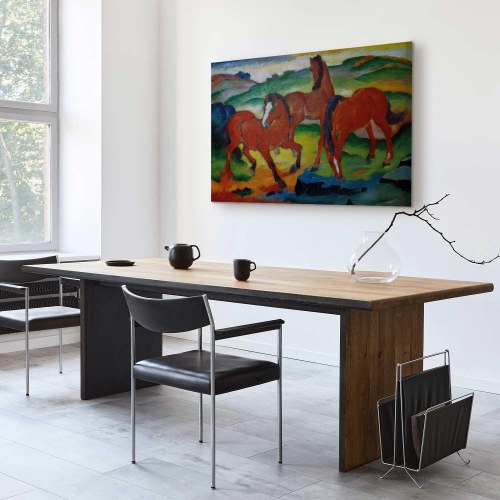 Franz Marc - De røde heste lærredsbillede reproduktion
