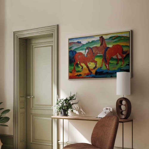 Franz Marc - De røde heste lærredsbillede reproduktion