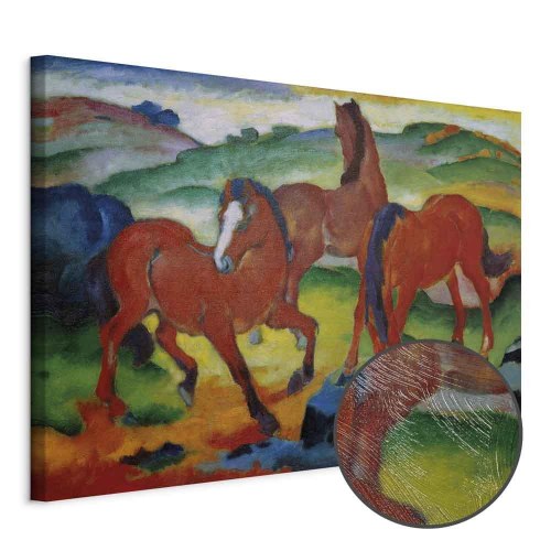 Franz Marc - De røde heste lærredsbillede reproduktion