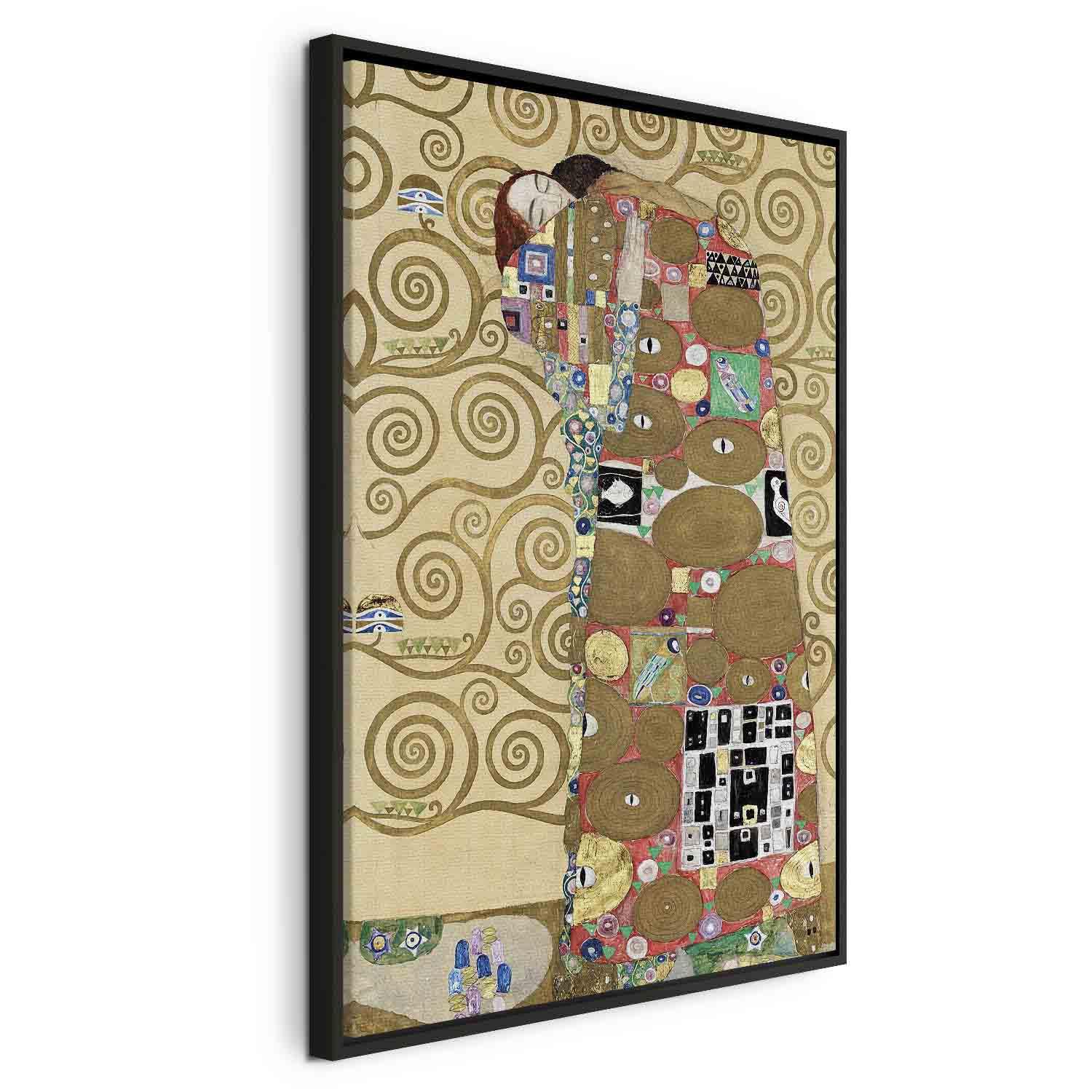 Gustav Klimt lærredsbillede - Opfyldelsen reproduktion - 40 x 60 cm - I en sort træramme