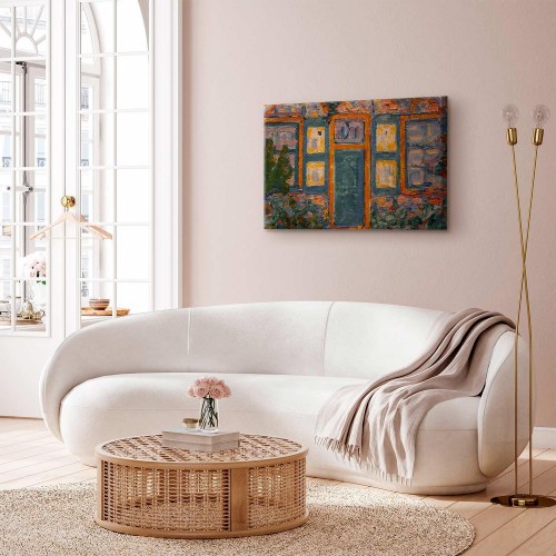 Piet Mondrian Hus i sollys billede på lærred