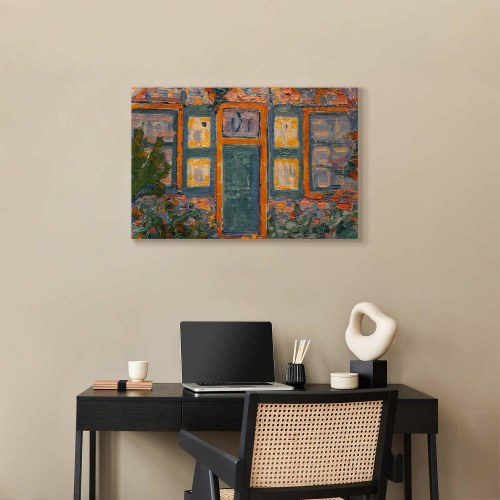 Piet Mondrian Hus i sollys billede på lærred