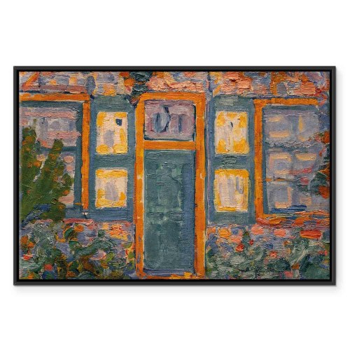 Piet Mondrian Hus i sollys billede på lærred