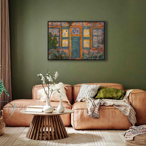 Piet Mondrian Hus i sollys billede på lærred