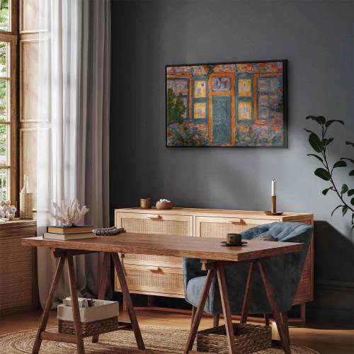 Piet Mondrian Hus i sollys billede på lærred