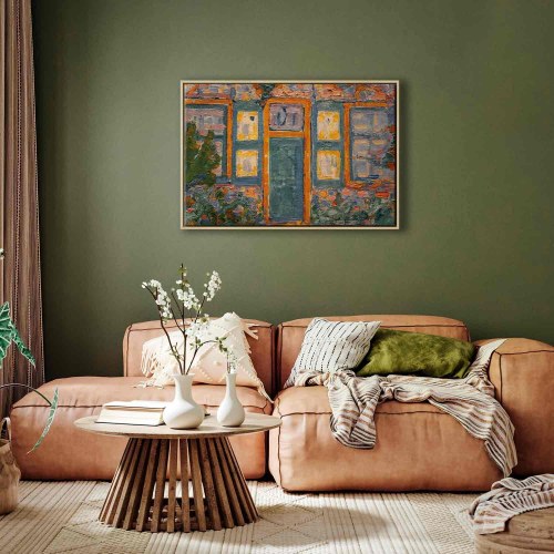 Piet Mondrian Hus i sollys billede på lærred