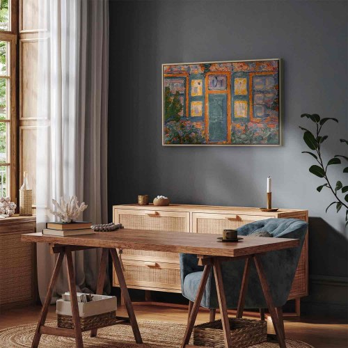 Piet Mondrian Hus i sollys billede på lærred