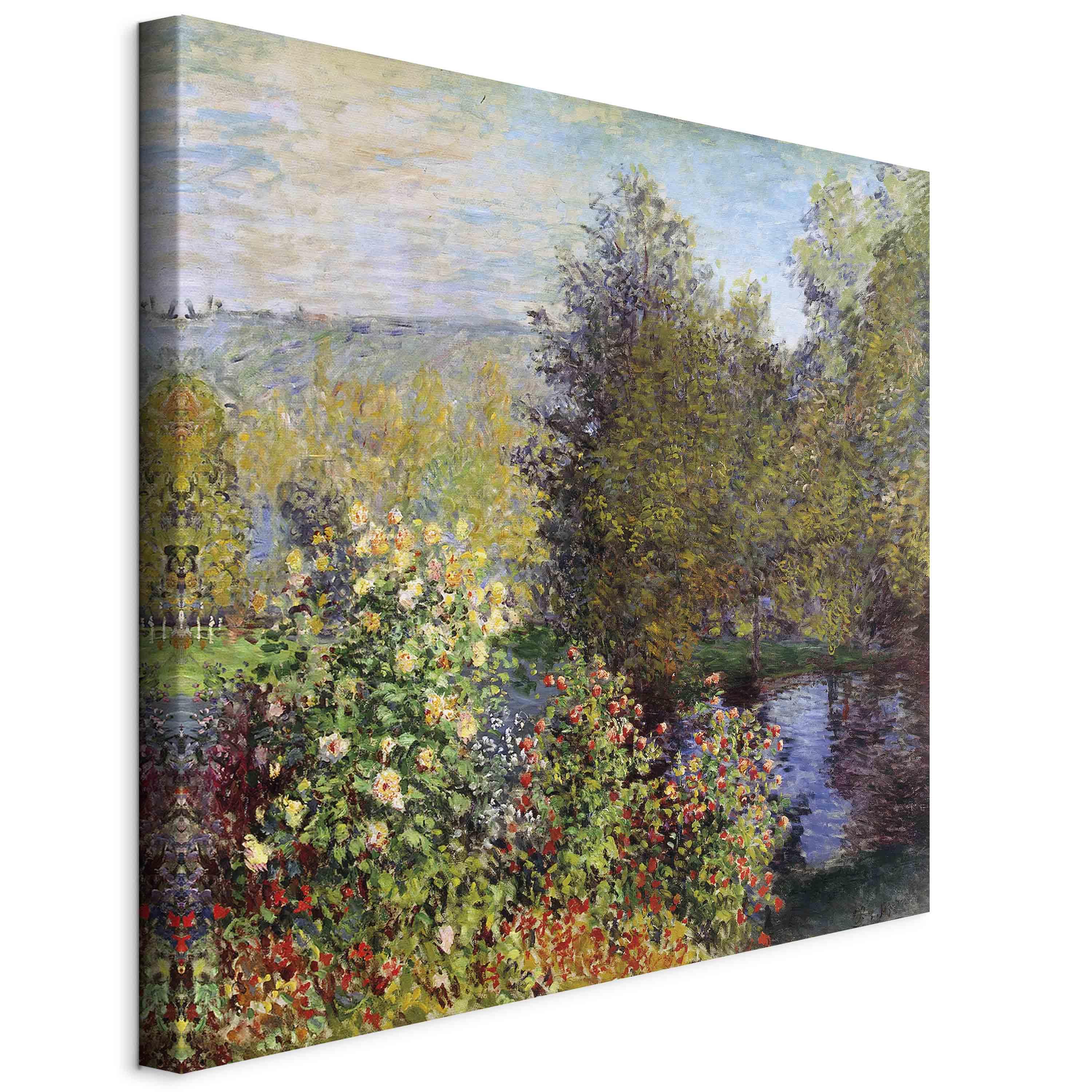 Claude Monet billede på lærred - Hjørne af haven i Montgeron - 40 x 40 cm - På italiensk lærred