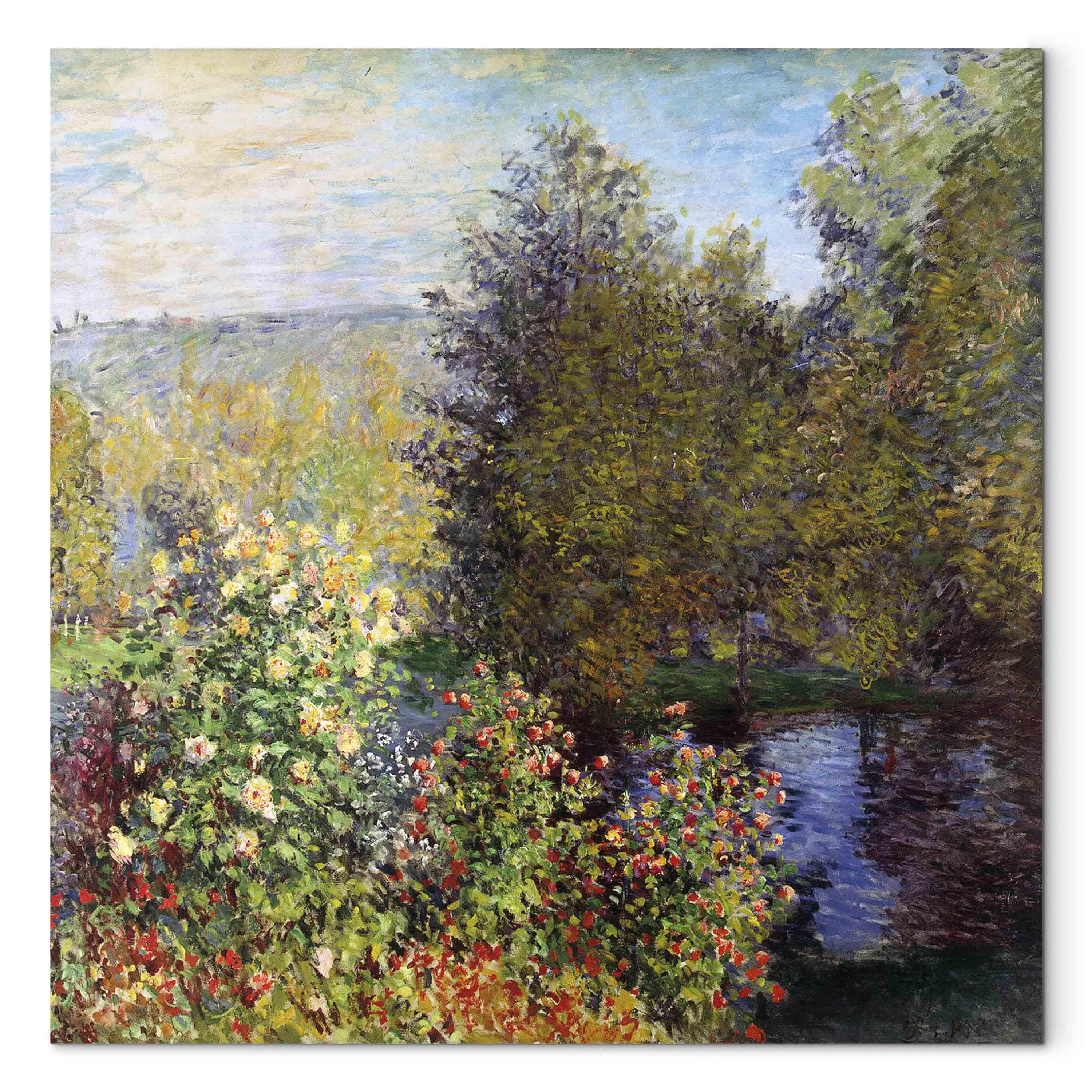 Claude Monet billede på lærred - Hjørne af haven i Montgeron - 40 x 40 cm - Premium Print