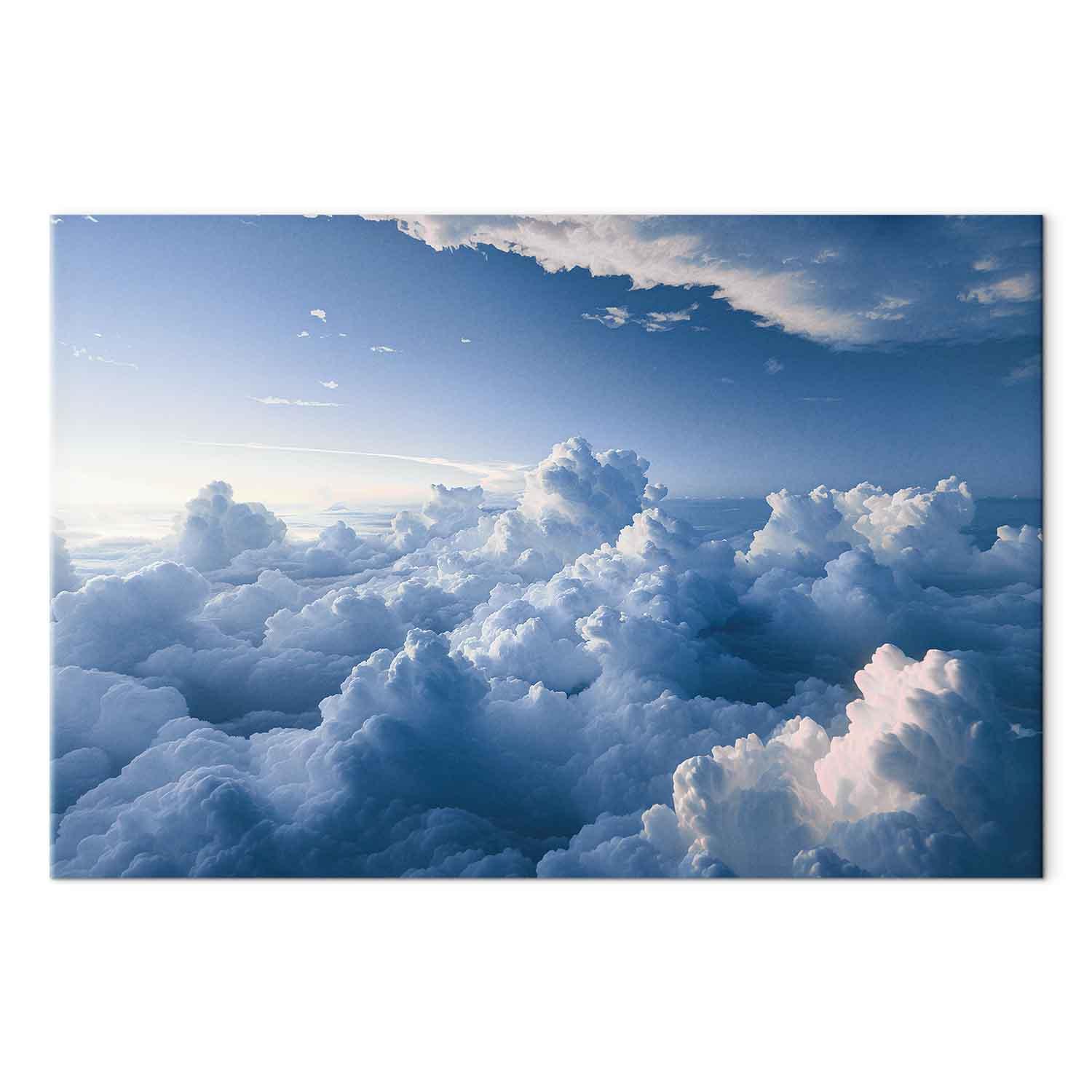 Lærredsbillede - Luftlandskaber: Solstråler oplyser bløde skyformationer - 120 x 80 cm - Akustisk
