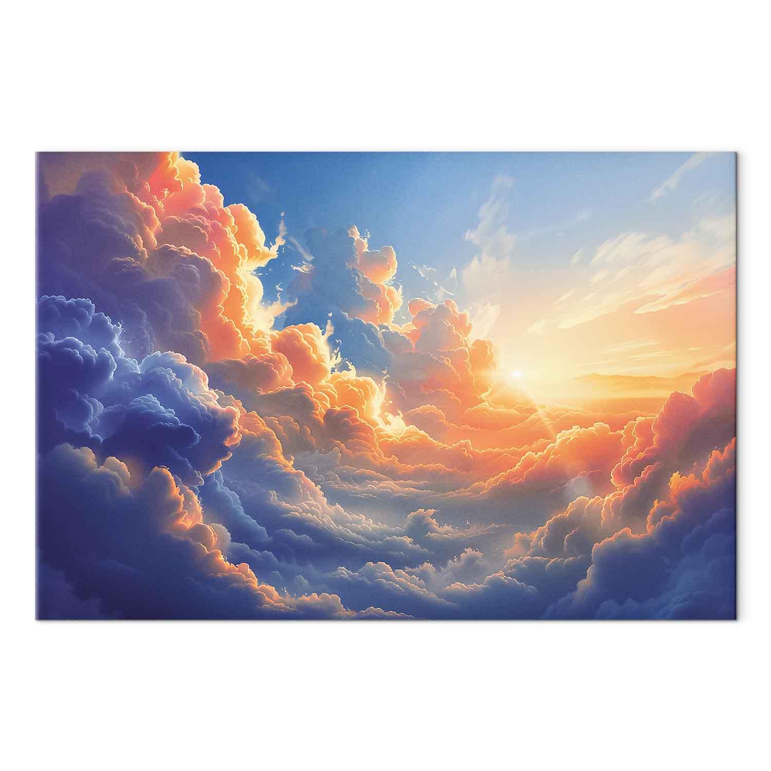 Lærredsbillede Solnedgang over et skyhav - 60 x 40 cm - Premium Print